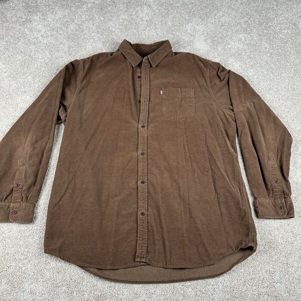 Katin Shirt Mens XXL Brown Corduroy Button Up Long Sleeve Pocket Collared 2XL